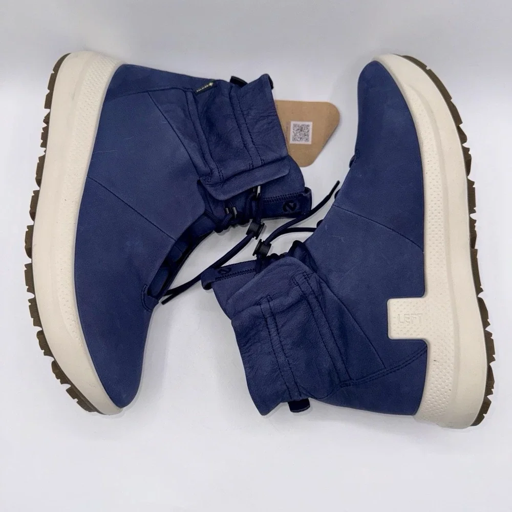 ECCO Solice Boots Women's Size 10 EU 41 Blue Waterproof‎ Leather